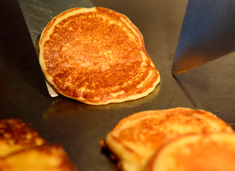 pancakes on a hot plate