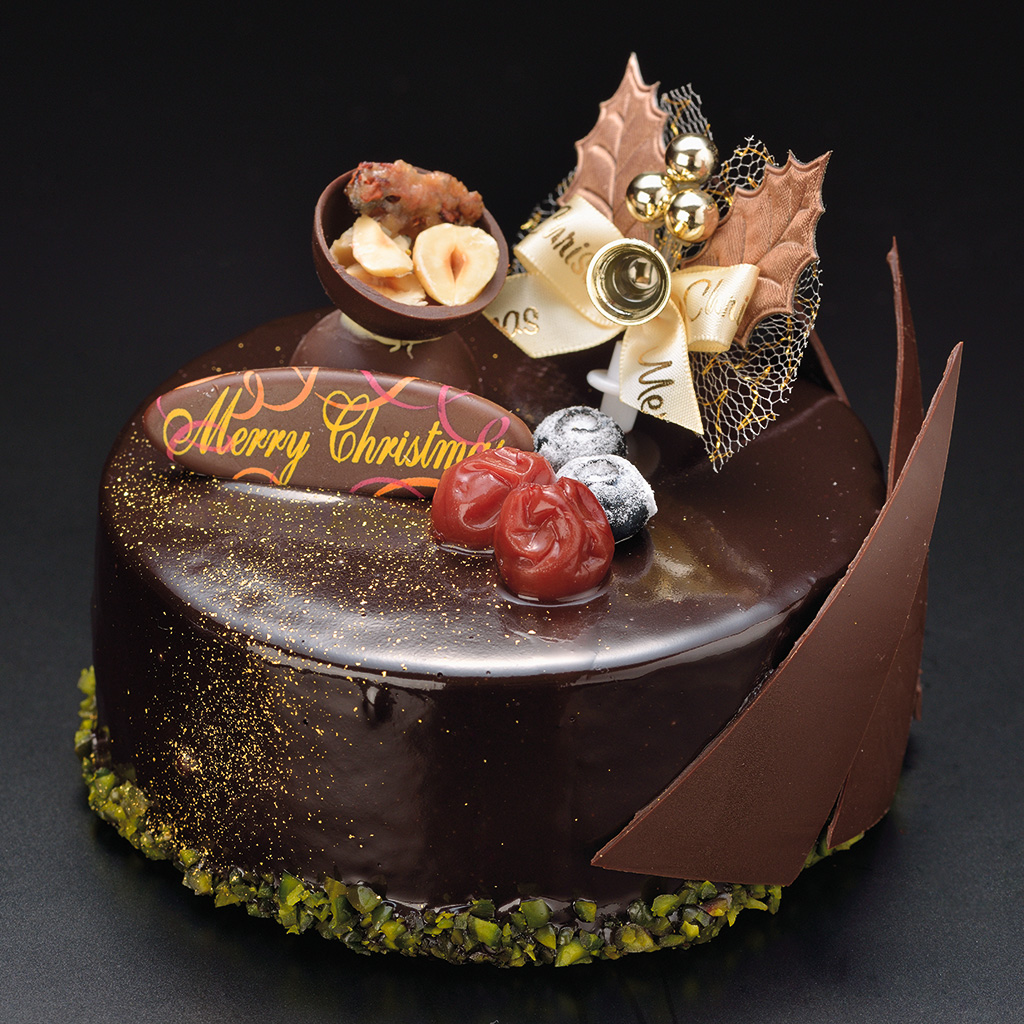 チョコレートコーティングされたクリスマスケーキ