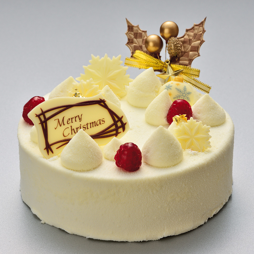 フランボワーズのジュレとホワイトチョコレートのクリスマスケーキ